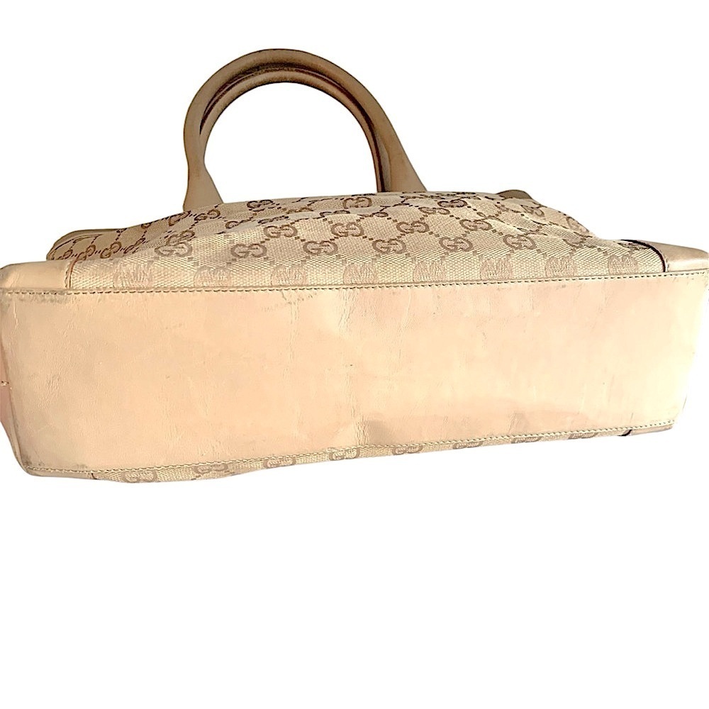 Gucci monogram canvas and leather tote bag tan cream beige nude - Picture 11 of 12